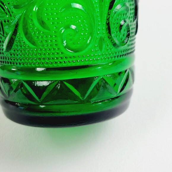 Retro Anchor Hocking Sandwich Glass 8oz Small Tumbler Set Forest Green c1940s-60 - Picture 4 of 8